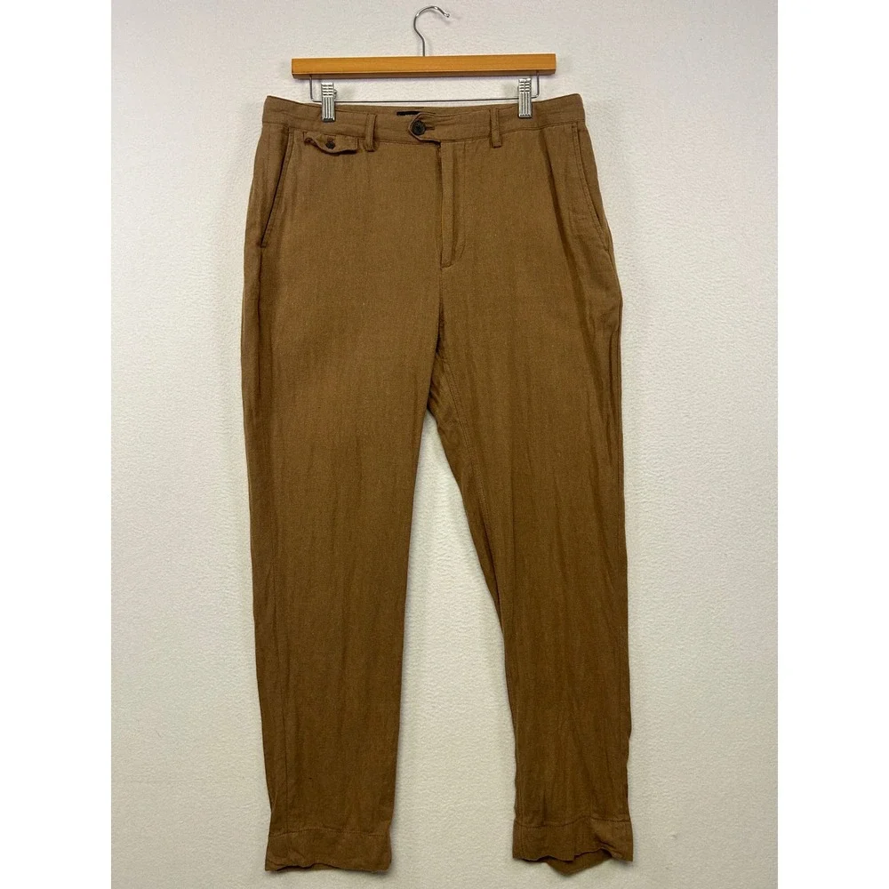 Linen Blend Coastal Banana Republic Mens 32x32 Brown Slim-Straight Chino Pants